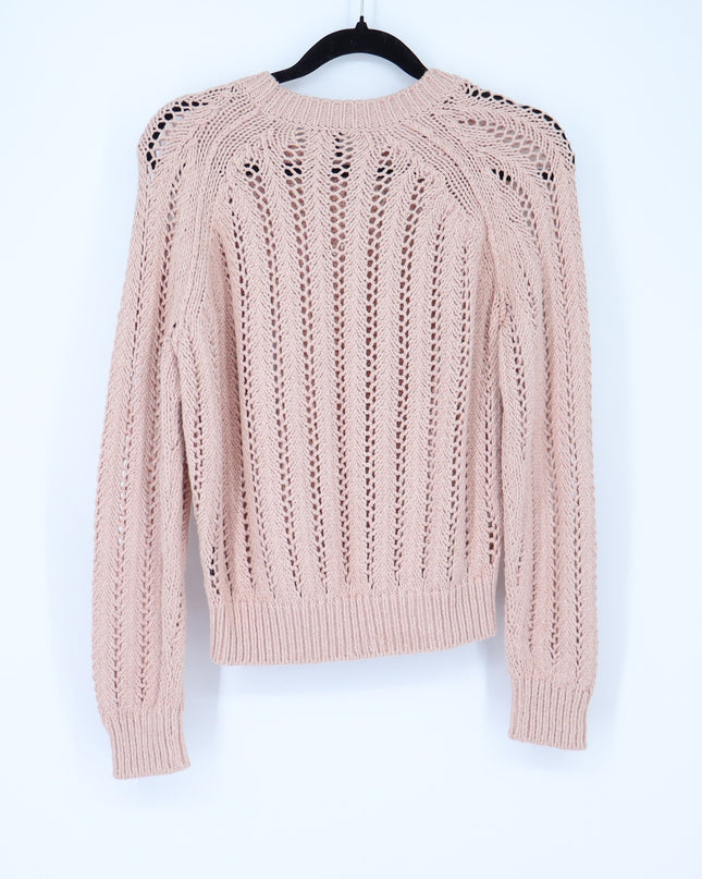 Rag & Bone Adrienne Crewneck Sweater Rose Dust Open Stitch Pullover Women's XS