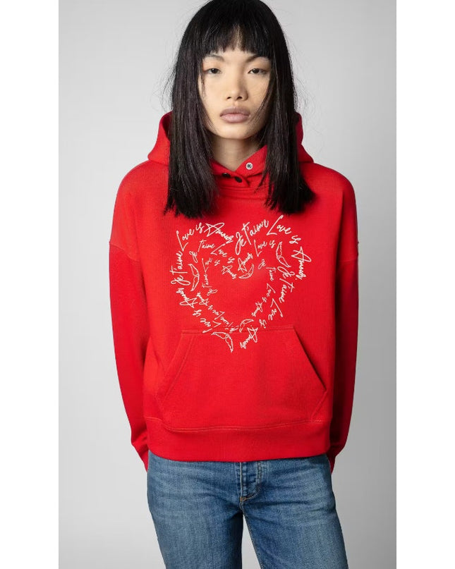 Zadig & Voltaire St. Valentine Mia Hoodie Red Pullover Sweatshirt Women's M