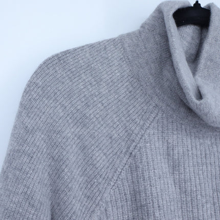 Vince Side Zip Ribbed Pullover Sweater Gray Cowl Neck Cashmere Wool Women's S