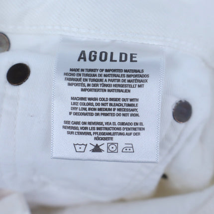 Agolde Low Slung Baggy Jeans Milkshake White Button Fly Straight Cut Women's 26