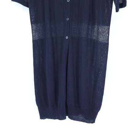 Peserico Open Knit Longline Cardigan Black Short Sleeve Women's 42/US 10