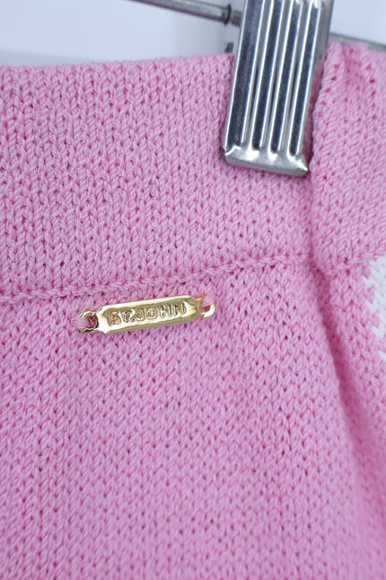 ST. JOHN SPORT Wide Leg Sweater Pant Santana Knit Pink Track Suit Women's M