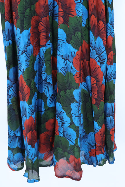 OLIPHANT Madrid Blue Wrap Dress NWT Floral Maxi Long Sleeve Women's M