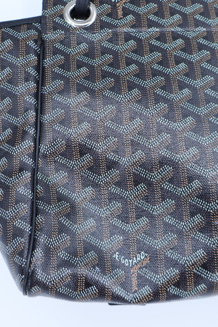 GOYARD Rouette Souple Shoulder Bag Black and Brown Coated Canvas Chevron