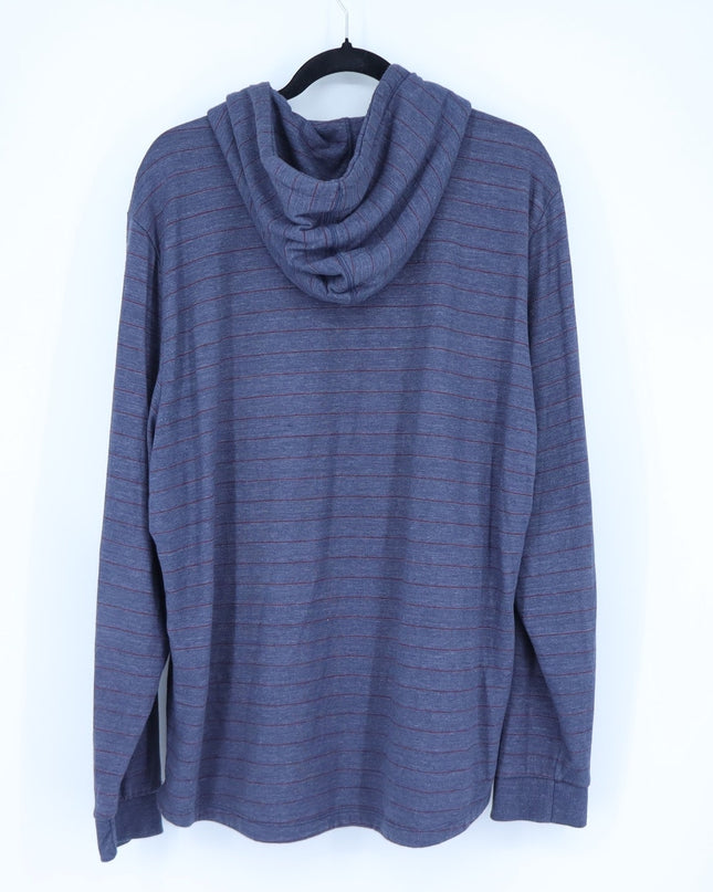 Marine Layer Double Knit Stripe Hoodie Blue Red Pullover Sweatshirt Men's XL