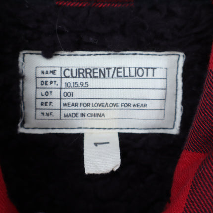 Current/Elliott Plaid Sherpa Jacket Red Black Buffalo Check Women's 1/US 4
