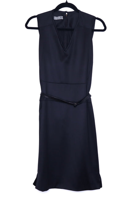 REED KRAKOFF Sleeveless Belted Dress Black Knee Length V Neck Women's 6
