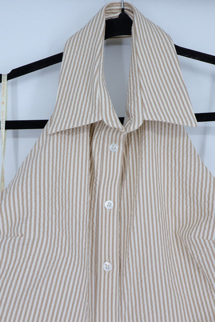 VERONICA BEARD Mackey Seersucker Dress Khaki White NWT Stretch Cotton Women's 10