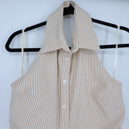 VERONICA BEARD Mackey Seersucker Dress Khaki White NWT Stretch Cotton Women's 10