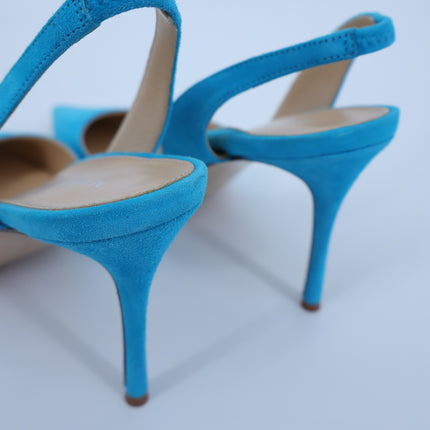 MARION PARKE Classic Suede Slingback Heel Sky Blue Pointed Toe Women's 41/US 11