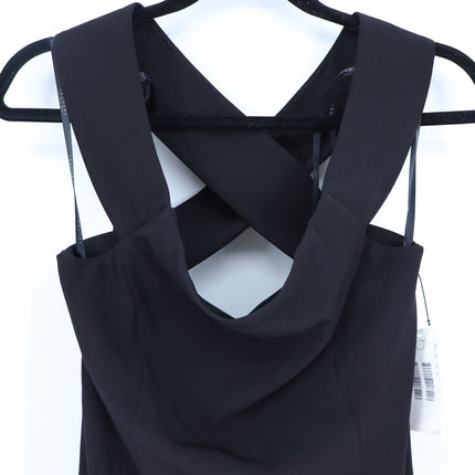 Laundry by Shelli Segal Cross Back Evening Gown Black NWT Maxi Dress Women's 4