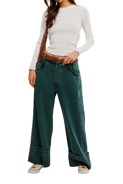 WE THE FREE NWT Luke Green Final Countdown Cuffed Wide Leg Jeans Women's 29