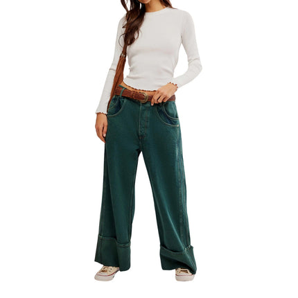 WE THE FREE NWT Luke Green Final Countdown Cuffed Wide Leg Jeans Women's 29