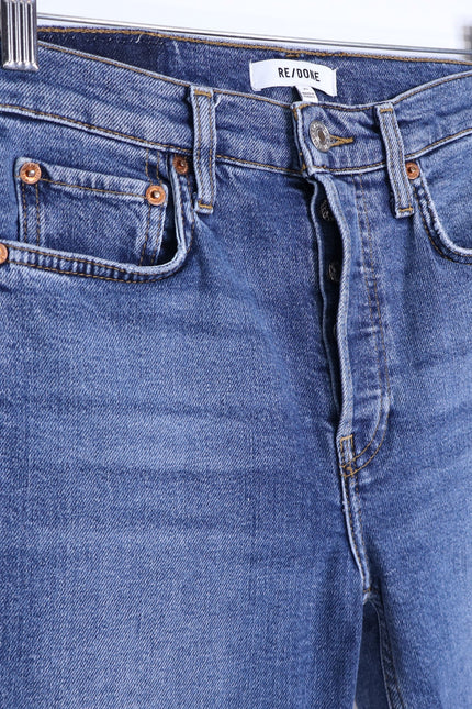 RE/DONE Comfort Stretch High Rise Jeans Stove Pipe Mid 70s Blue Women's 25