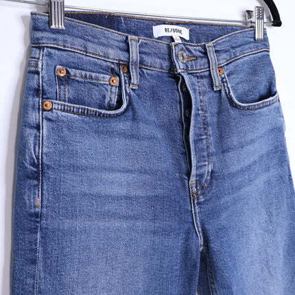 RE/DONE Comfort Stretch High Rise Jeans Stove Pipe Mid 70s Blue Women's 25