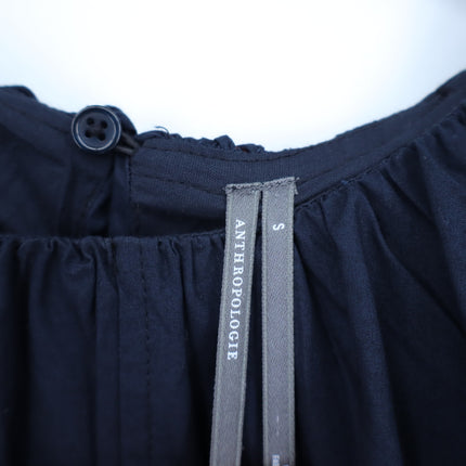 ANTHROPOLOGIE Puff Sleeve Bubble Mini Dress Navy Blue Relaxed Women's S