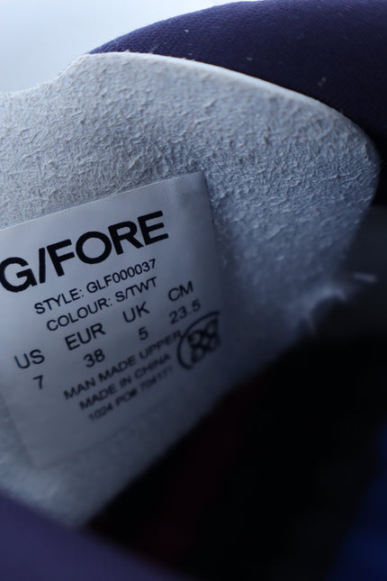 G/FORE Gallivan2r Side Stripe Kiltie Golf Shoe Snow Twilight Sneakers Women's 7M