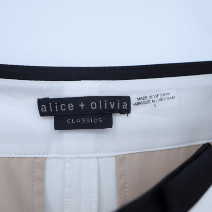 Alice + Olivia Esta Pleated Short White High Rise Contrast Trim Casual Women's 4