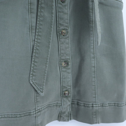 PAIGE Jaxsyn Denim Dress Vintage Ivy Green Belted Button Front Women's 0