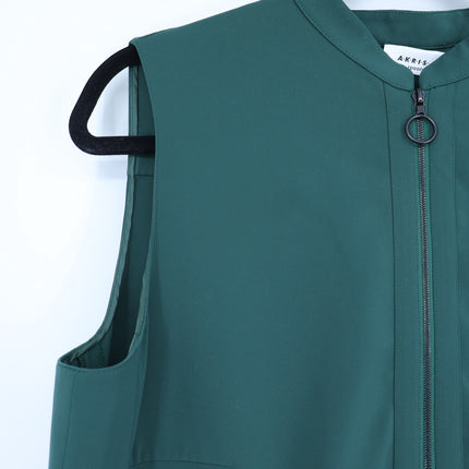AKRIS PUNTO Green Tunic Dress MSRP$1570 Laser Cut Sleeveless Half Zip Women's 12