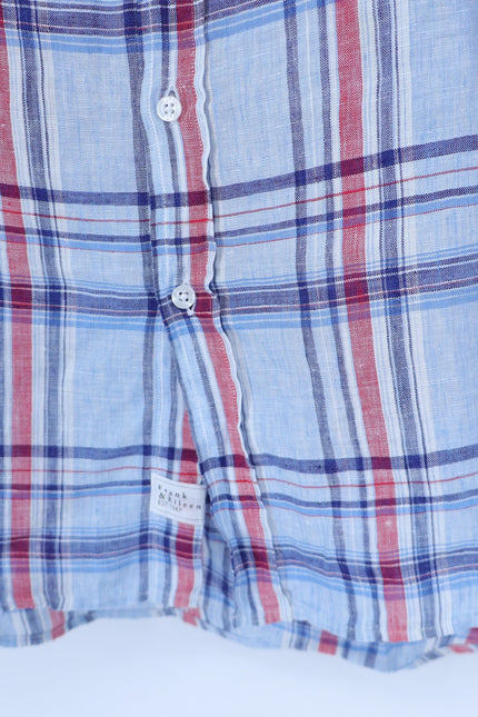 FRANK & EILEEN Mary Shirtdress Blue Red Madras Plaid Long Sleeve Women's S