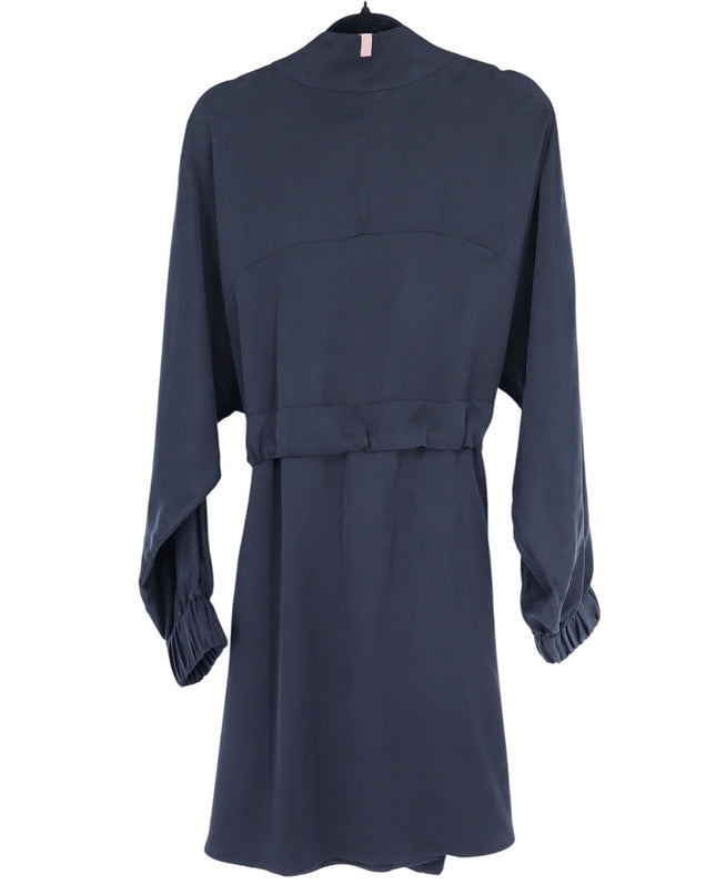 LUNYA Oversized Silk Mini Robe Immersed Black Belted Loungewear Women's L/XL