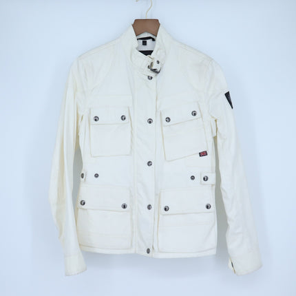 Belstaff Vintage Motorcycle Jacket White Lightweight 4 Pocket Women's S