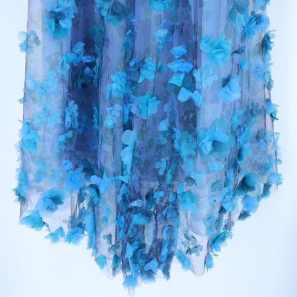 MARCHESA NOTTE 3D Floral Formal Dress Blue Strapless Women's 6