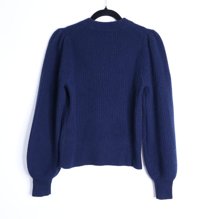 J. CREW 100% Cashmere Puff Sleeve Sweater Navy Blue Mock Neck Women's XS