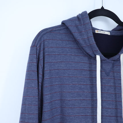 Marine Layer Double Knit Stripe Hoodie Blue Red Pullover Sweatshirt Men's XL