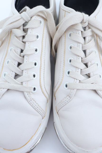 ALEXANDER WANG Pia Leather Sneakers White Low Top Lace Up Women's 38/US 8