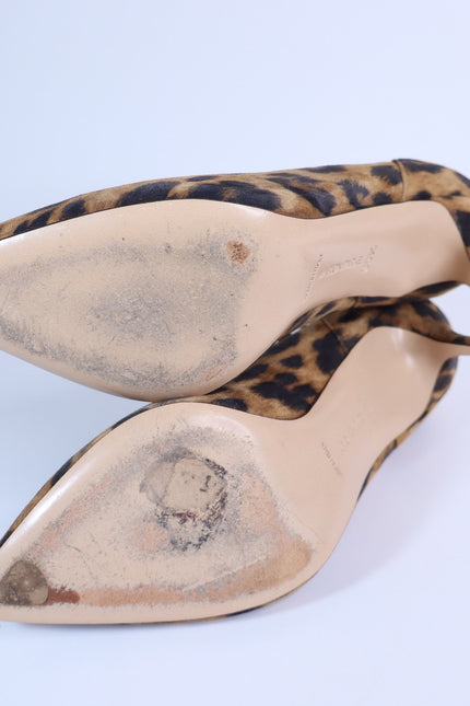 MARION PARKE Muse Leopard Pumps Brown Ankle Strap Pointed Toe Women's 35.5US/5.5