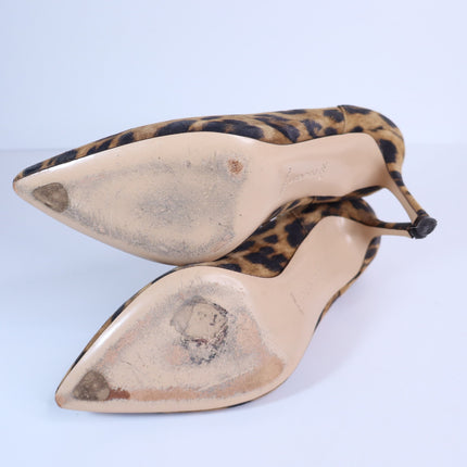 MARION PARKE Muse Leopard Pumps Brown Ankle Strap Pointed Toe Women's 35.5US/5.5