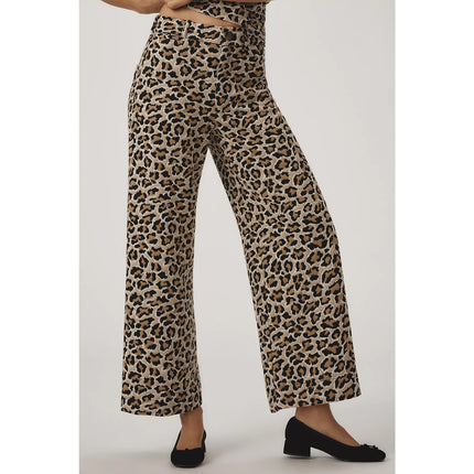Maeve The Ettie Wide Leg Jeans Leopard Edition Crop High Rise Women's 25