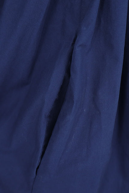 BURU Button Maxi Shirt Dress Navy Blue 3/4 Sleeve A-Line Lagenlook Women's L