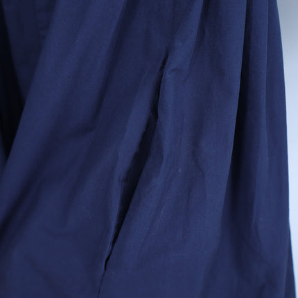 BURU Button Maxi Shirt Dress Navy Blue 3/4 Sleeve A-Line Lagenlook Women's L