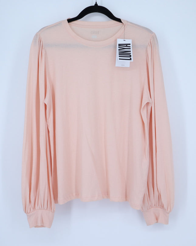 Lunya Long Sleeve Top Peach NWT Organic Pima Puff Sleeve T-Shirt Women's M