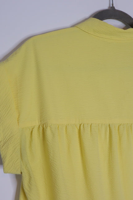 VERONICA BEARD Yellow Harrow Tiered Seersucker Mini Shirt Dress Women's M