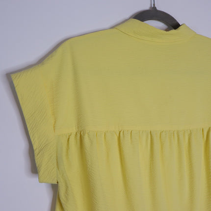 VERONICA BEARD Yellow Harrow Tiered Seersucker Mini Shirt Dress Women's M