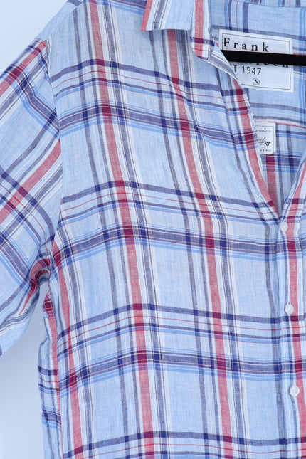 FRANK & EILEEN Mary Shirtdress Blue Red Madras Plaid Long Sleeve Women's S