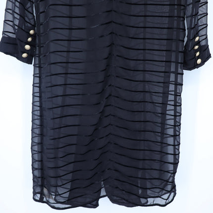L'agence Dottie Stripe Tulle Duster Black Velvet Double Breasted Women's XS Tall
