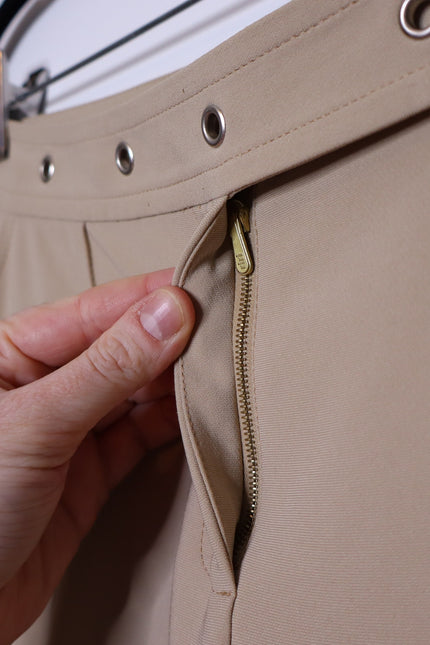 ST. JOHN Belted Wide Leg Trouser Beige High Waist Dress Pant Casual Women's 4