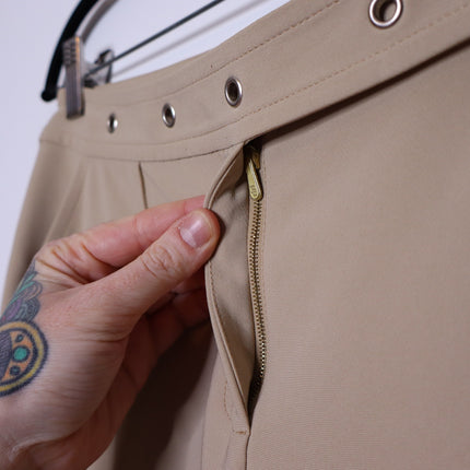 ST. JOHN Belted Wide Leg Trouser Beige High Waist Dress Pant Casual Women's 4