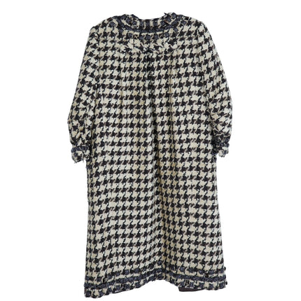 Oscar De La Renta VTG Houndstooth Longline Overcoat Brown and Cream Women's 6