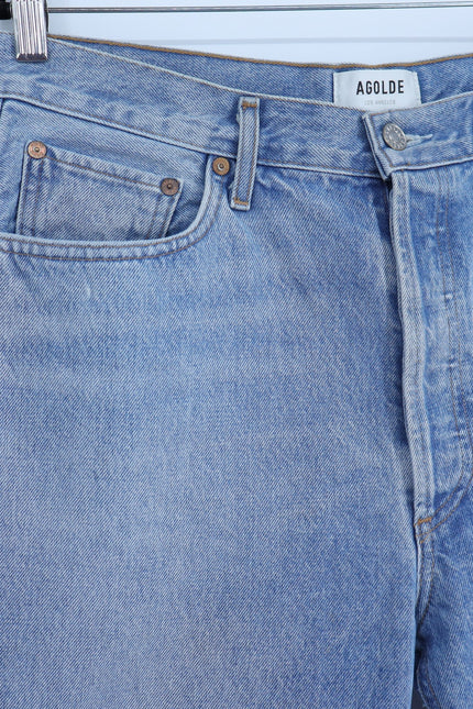 AGOLDE Riley Straight Cropped Jean Renewal Blue Light Wash High Rise Women's 31