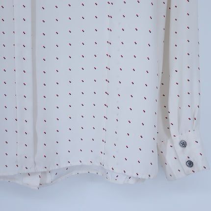 Frame Silk Button Up Shirt Ivory Blanc Dot Long Sleeve Blouse Women's S