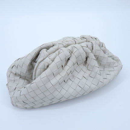 BOTTEGA VENETA The Pouch Plaster White Intrecciato Leather Clutch Bag