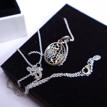 PANDORA Floral Daisy Lace Pendant Chain Necklace