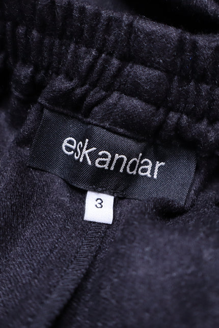 ESKANDAR Wool Wide Leg Trouser Black Lightweight Year Round Wool Womens 3/ US 16