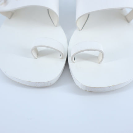 Chanel Interlocking CC Logo Leather Sandal White Slingback Women's 36/US 5.5